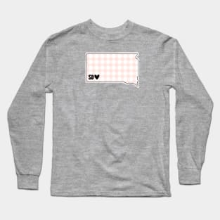 USA States: South Dakota (pink plaid) Long Sleeve T-Shirt